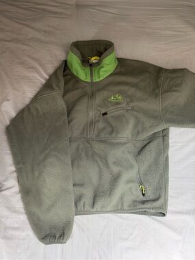 Marmot Taupe Fleece Jacket with Neon Trim
